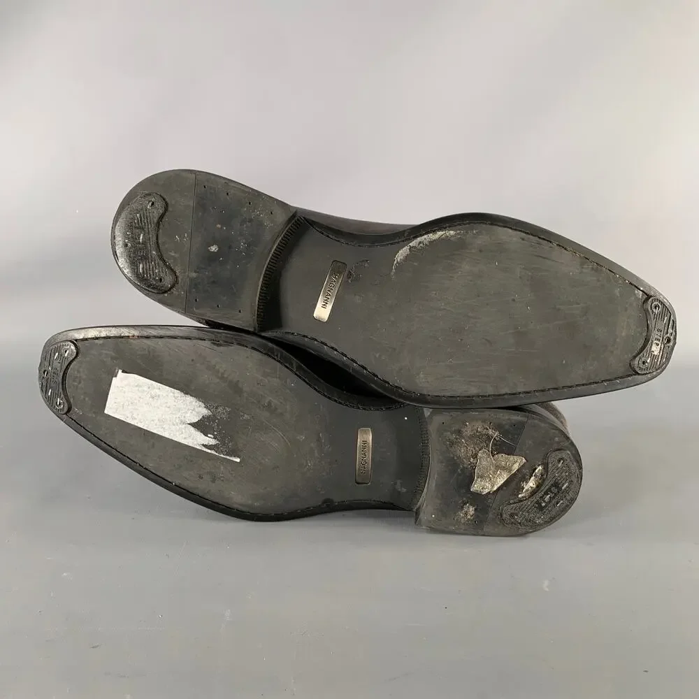 MAGNANNI Size 9.5 Grey Gunmetal Mixed Patterns Mixed Fabrics Lace Up Shoes